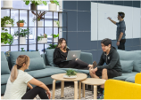 Employees in shared space