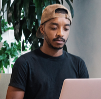 Employee looking at laptop
